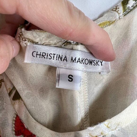 Christina Makowsky Silk Blend Paisley Tiered Midi Dress S Boho Luxe Resort $1295 - Picture 3 of 11